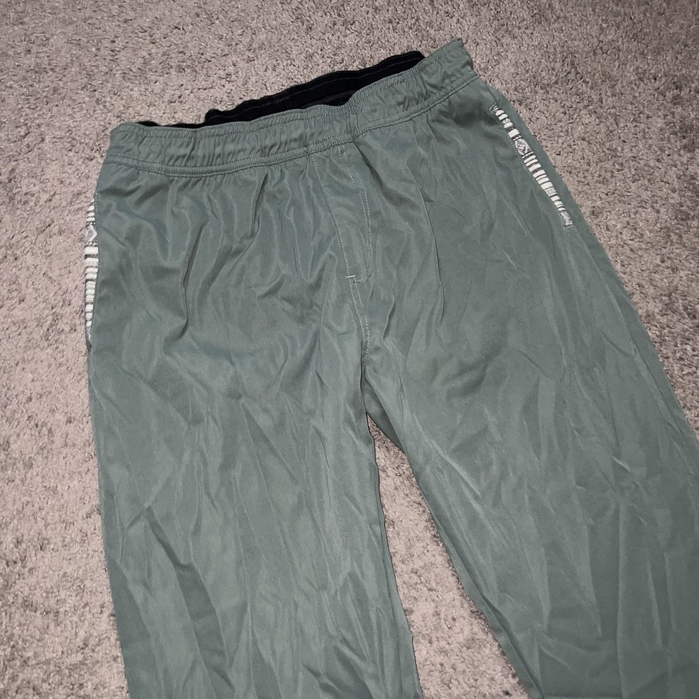 Wowie Pants Mens Large Green Elastic Waist Drawstring Stretch Performance